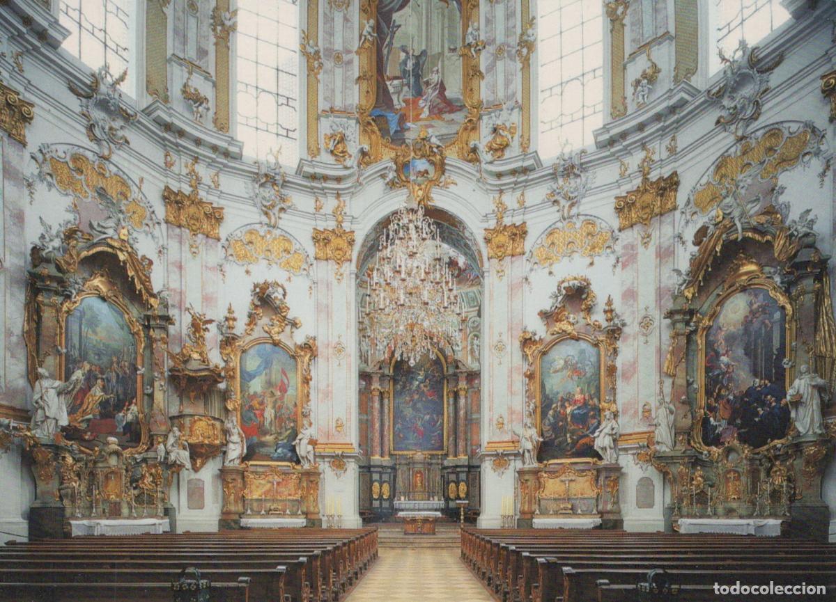 Postcards: Germany Ettal Abbey Baroque Church Interior Ornate Altar Chandelier *YAV824
