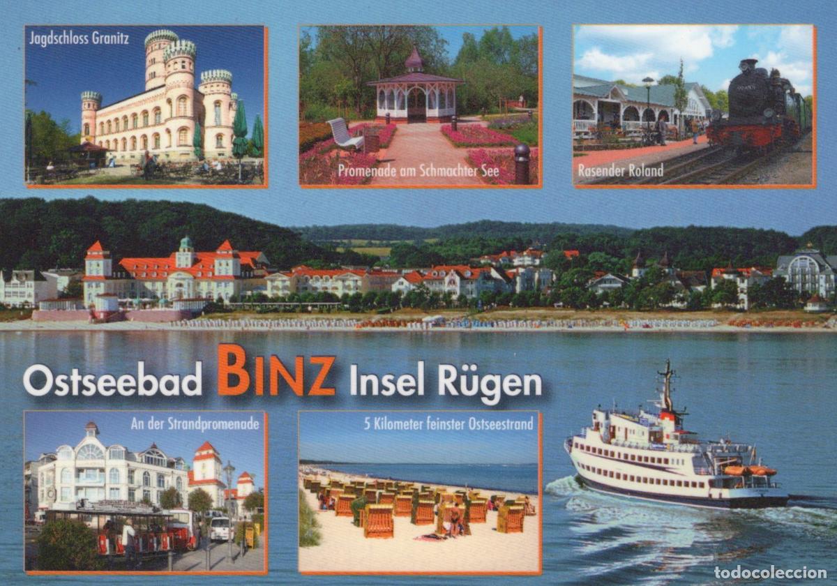 Cartes Postales: Germany Binz R&uuml;gen Island Multi View Castle Promenade Steam Train Beach *YAV874