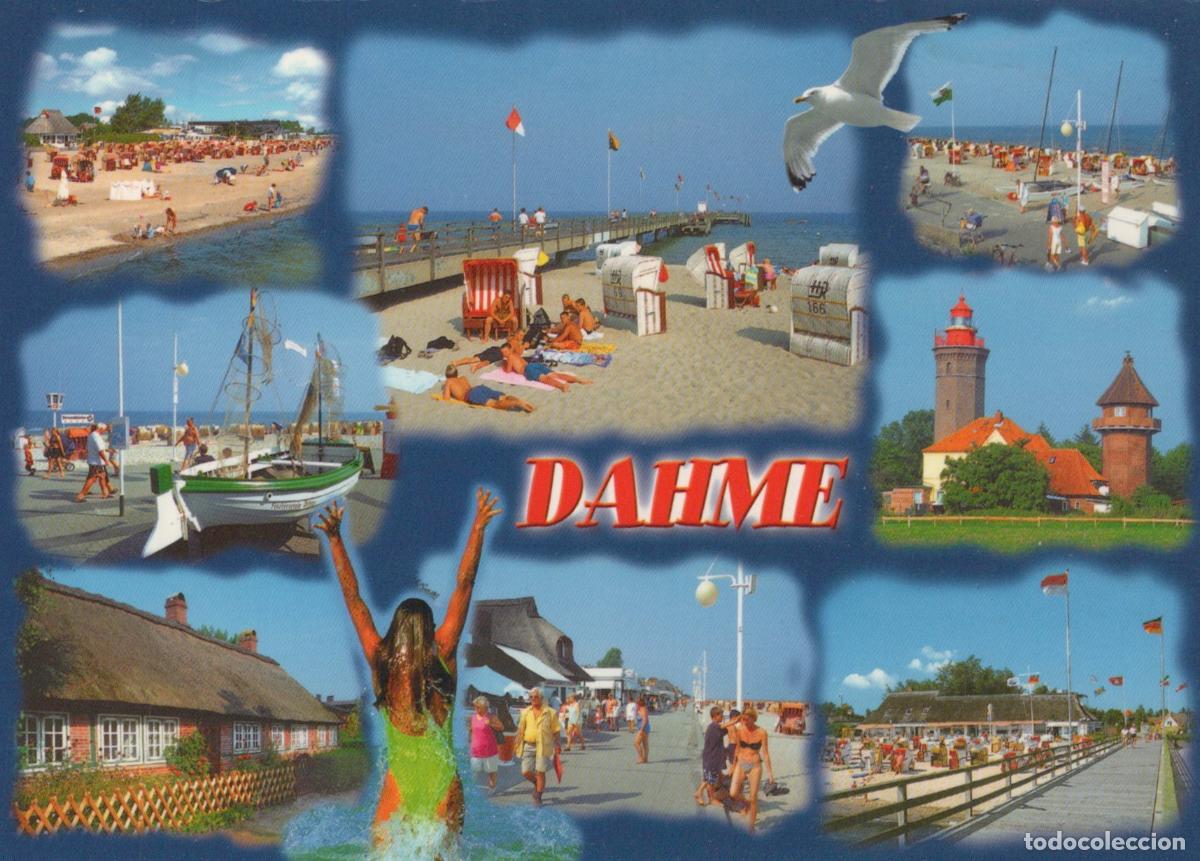 Cartoline: Germany Dahme Beach Lighthouse Thatched House Collage Seagull *YAV889