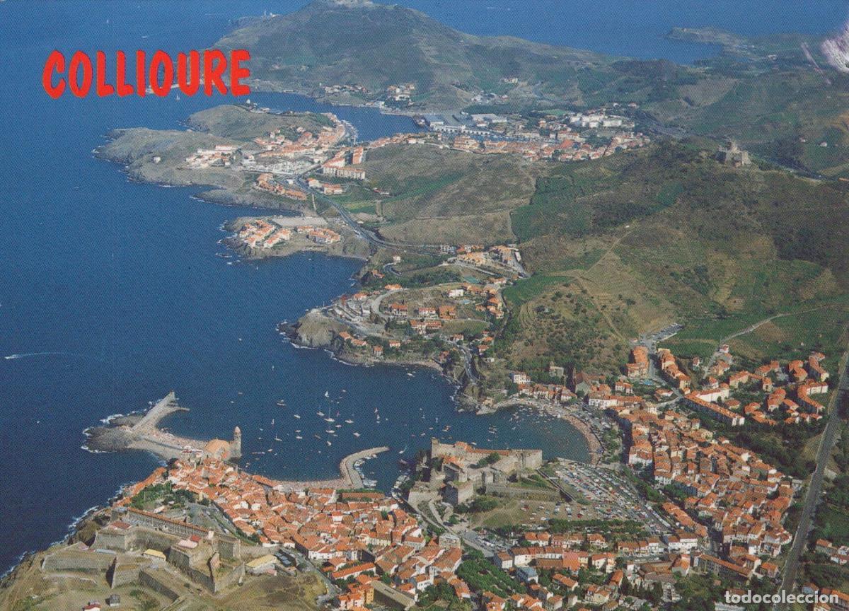 Cartoline: France Collioure Aerial View Coastal Town Harbor Boats Landscape *YAV979