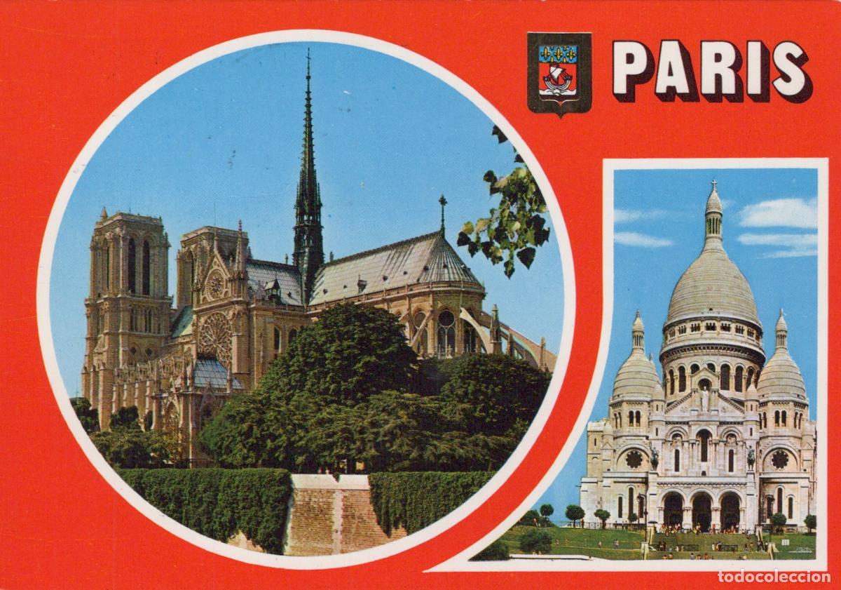 Cartoline: France Paris Notre Dame Cathedral Sacre Coeur Basilica Vintage *YAV992