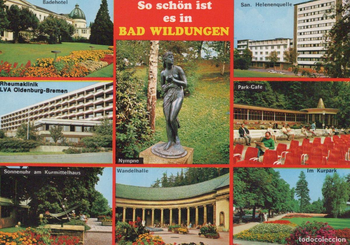 Postales: Germany Bad Wildungen Multi View With Nymphne Statue and Park Cafe *YAW039