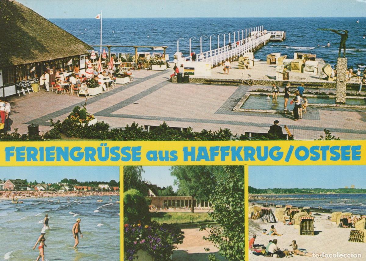 Postcards: Germany Haffkrug Ostsee Beach Pier Promenade People Swimming Unposted *YAW062