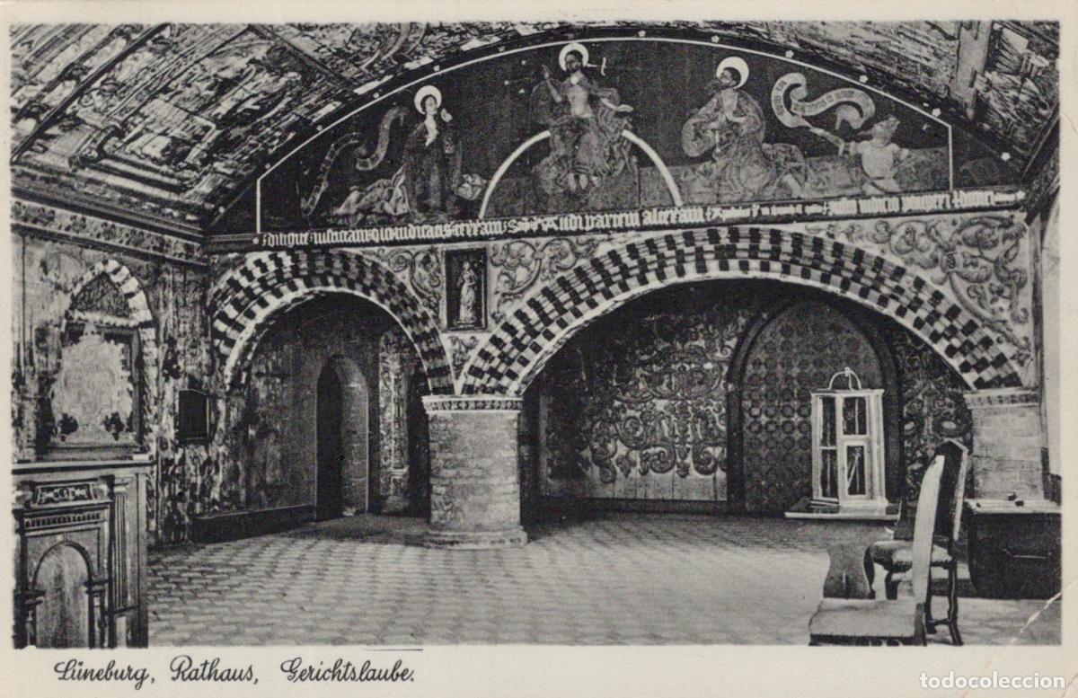 Cartes Postales: Germany L&uuml;neburg Town Hall Court Arcade Interior With Ornate Murals and *YAW106