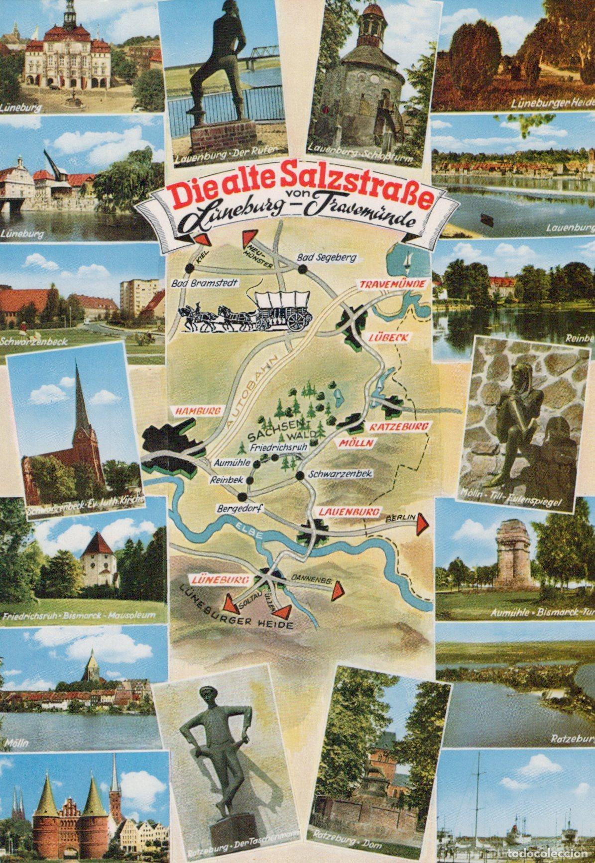Postais: Germany L&uuml;neburg Old Salt Road To Travem&uuml;nde Multi View Map Unposted *YAW153