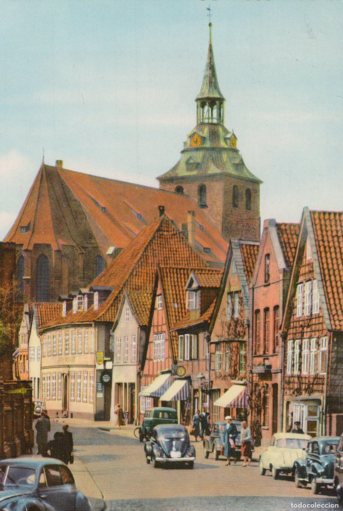 Postais: Germany L&uuml;neburg Am Berge With St Michaelis Church 1950s Street Scene *YAW142