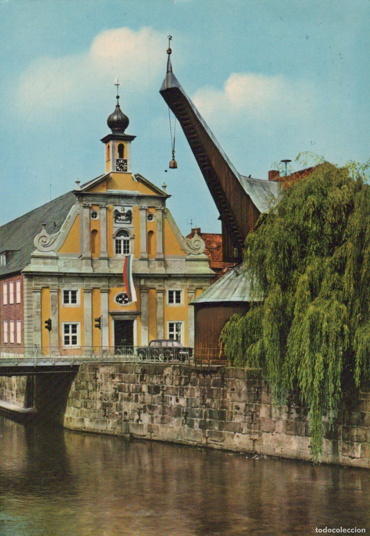 Cartoline: Germany L&uuml;neburg Old Crane and Kaufhaus Building On River *YAW147