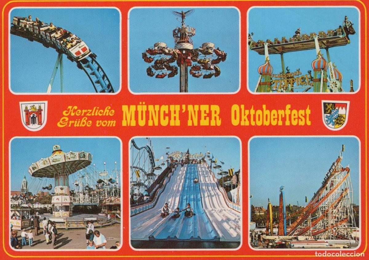 Postales: Germany Munich Oktoberfest Amusement Park Rides Roller Coaster Unposted *YAW201