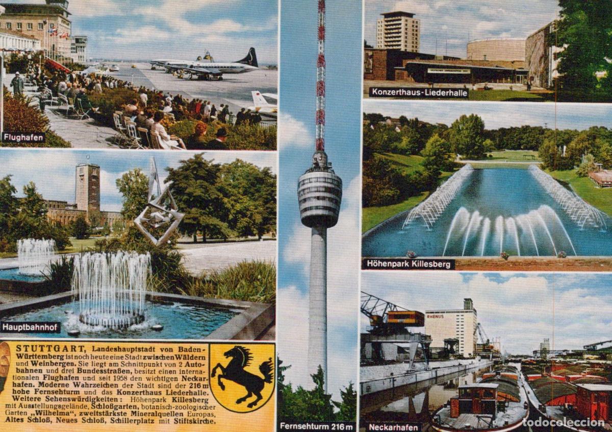Postkarten: Germany Stuttgart Multi View Airport TV Tower Concert Hall Park Unposted *YAW174