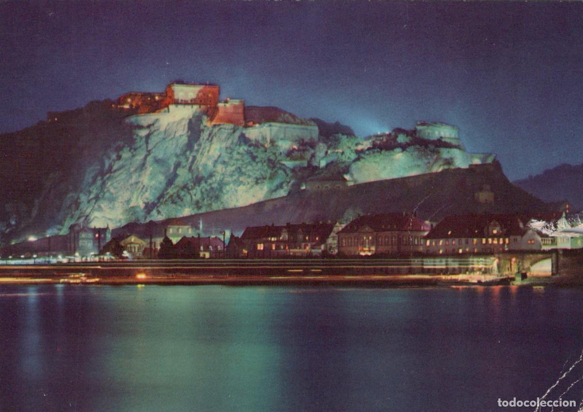 Postales: Germany Koblenz Ehrenbreitstein Fortress At Night Rhine River *YAW248