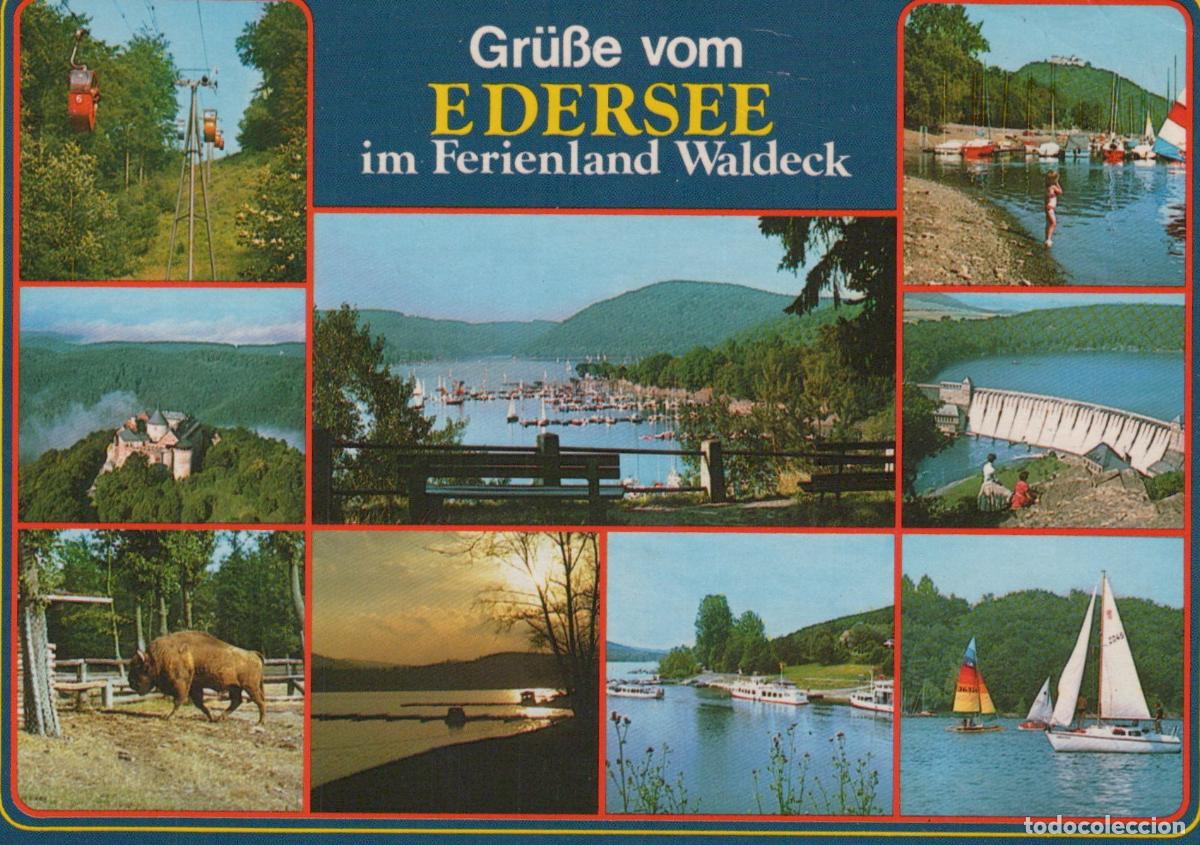 Postcards: Germany Edersee Waldeck Multi View Lake Landscape Castle Dam Boats Bison *YAW197