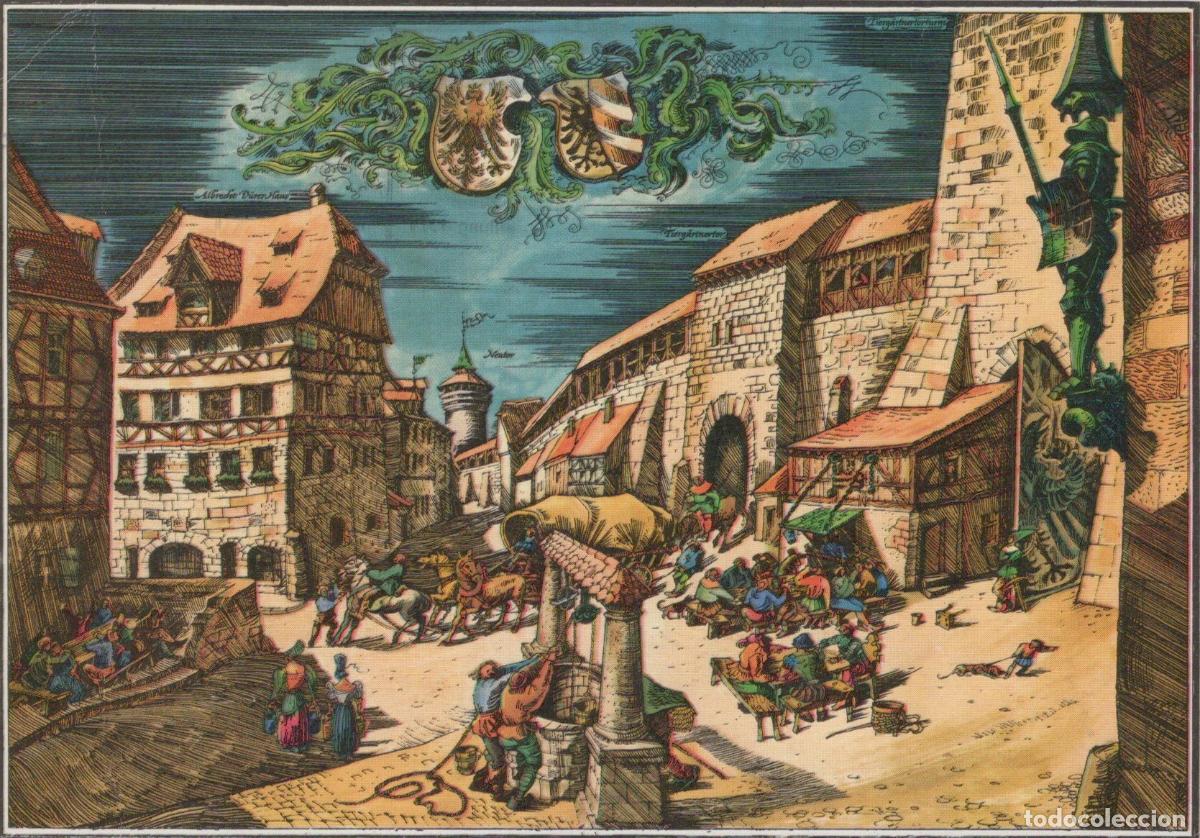 Postcards: Germany Nuremberg Old Town Market Square Medieval Scene D&uuml;rer Haus *YAW260