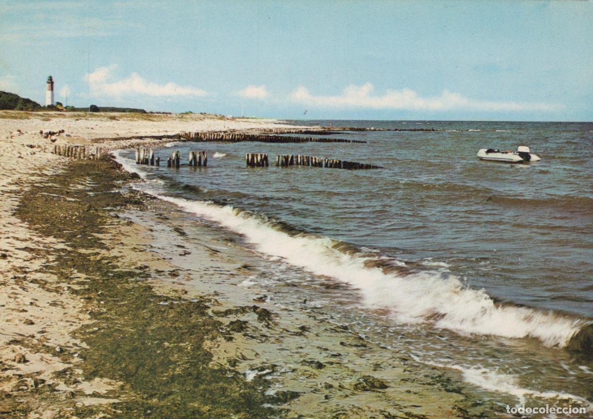 Postcards: Germany Behrendorf Ostsee Lighthouse Beach With Groynes and Boat *YAW266