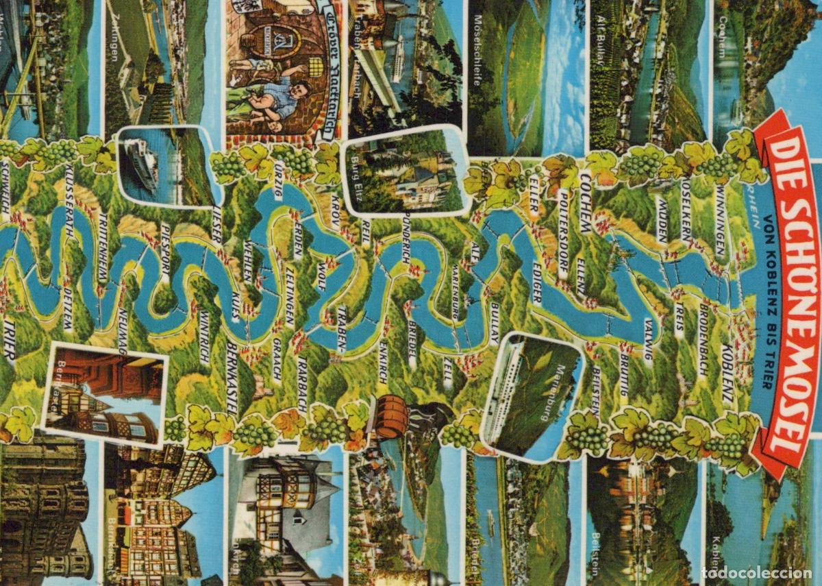 Postales: Germany Mosel Valley Mosel River Valley Map With Towns and Unposted *YAW227