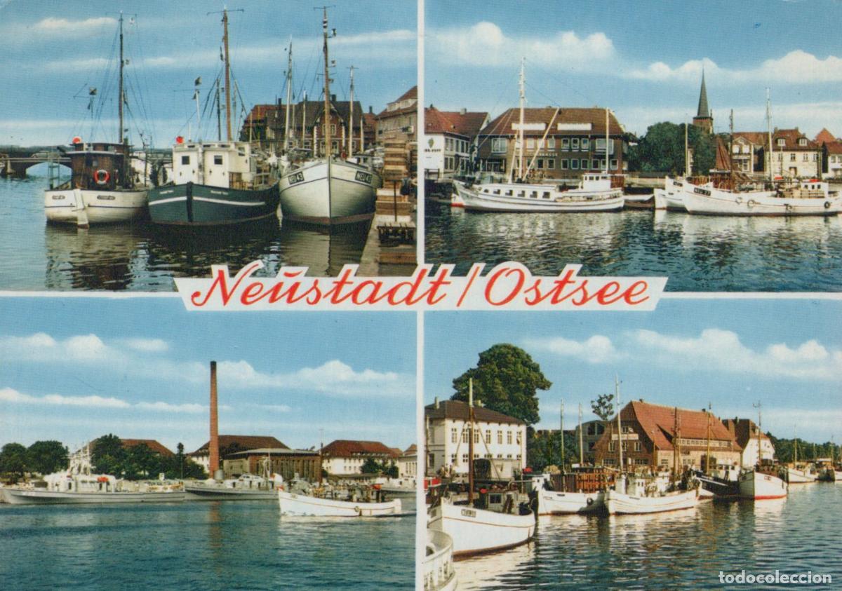 Cartoline: Germany Neustadt in Holstein Harbor Boats and Waterfront Buildings *YAW390