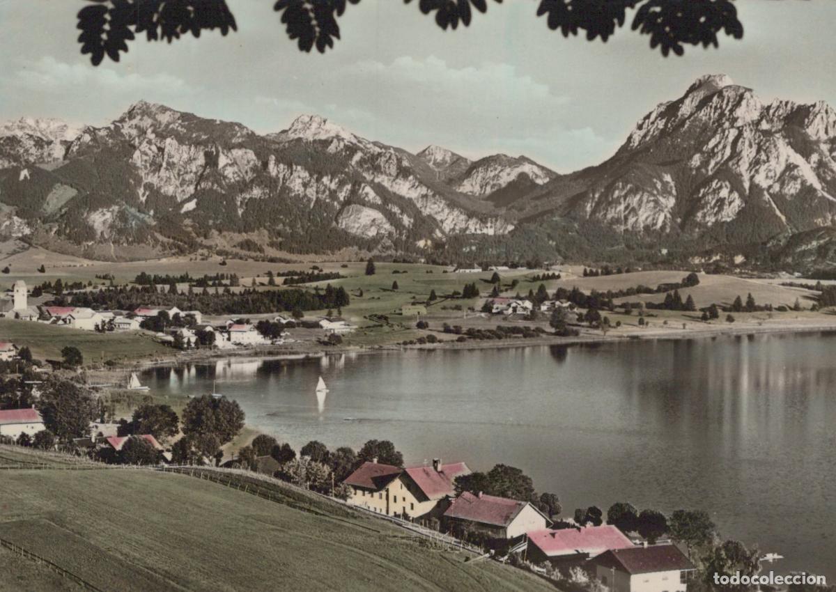 Cartoline: Germany Hopfensee Lake With Alps and Village *YAW304