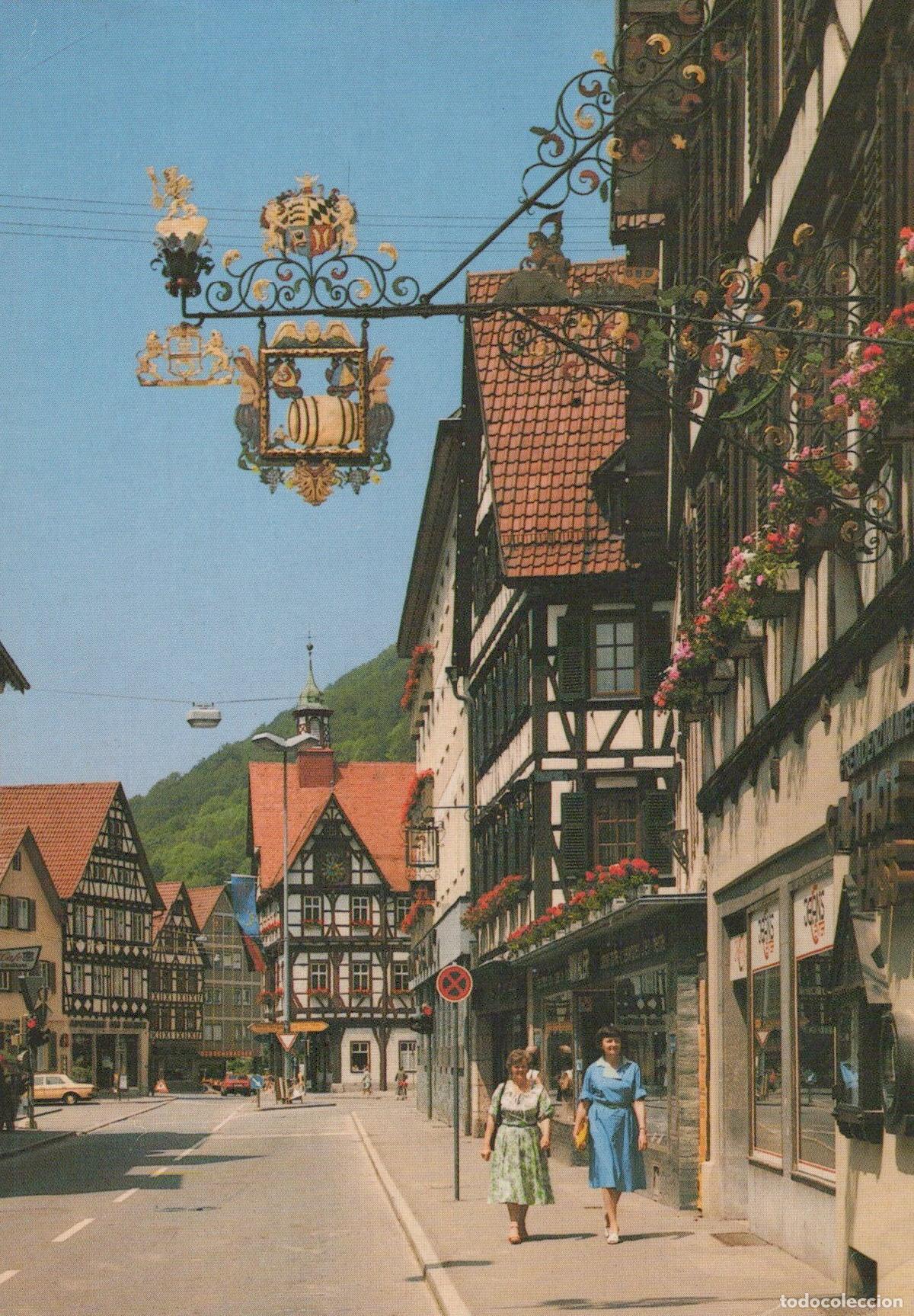 Postkarten: Germany Bad Urach Historic Half Timbered Buildings Street Scene *YAW420