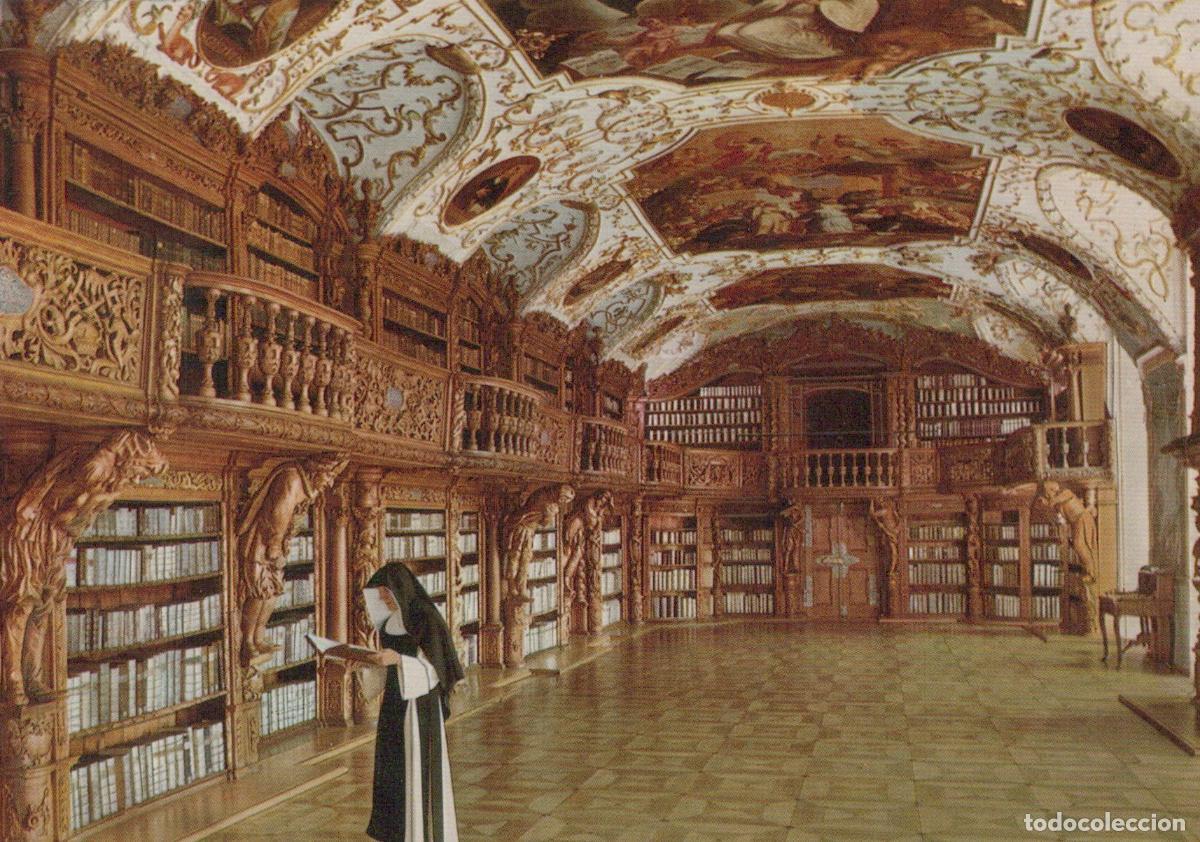Postales: Germany Waldsassen Cistercian Abbey Library Hall Nun Reading Unposted *YAW307