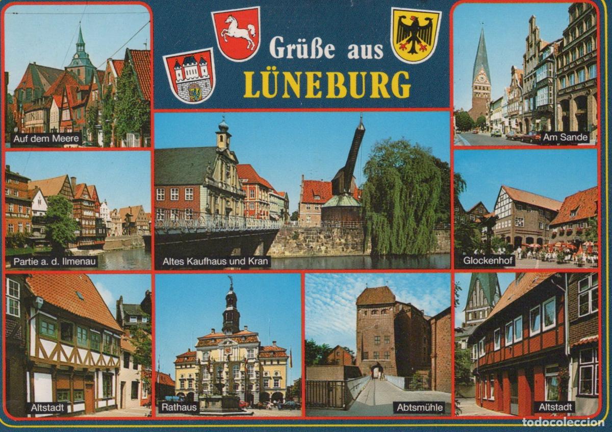 Postais: Germany L&uuml;neburg Multi View Cityscape Old Town Rathaus Crane River *YAW506