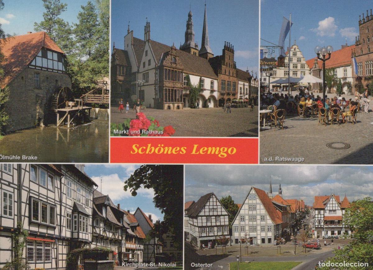 Postkarten: Germany Lemgo Collage of City Views Marketplace Old MILL Half Unposted *YAW377