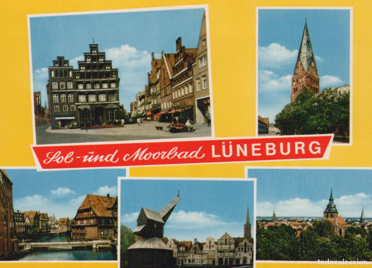 Postais: Germany L&uuml;neburg Multi View Historic Buildings Crane Church Unposted *YAW588