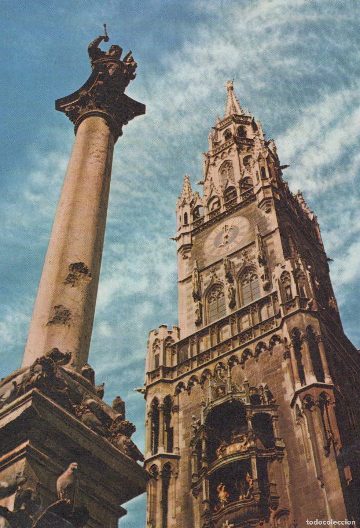 Postcards: Germany Munich Marienplatz New Town Hall and Mariens&auml;ule Column Unposted *YAW434