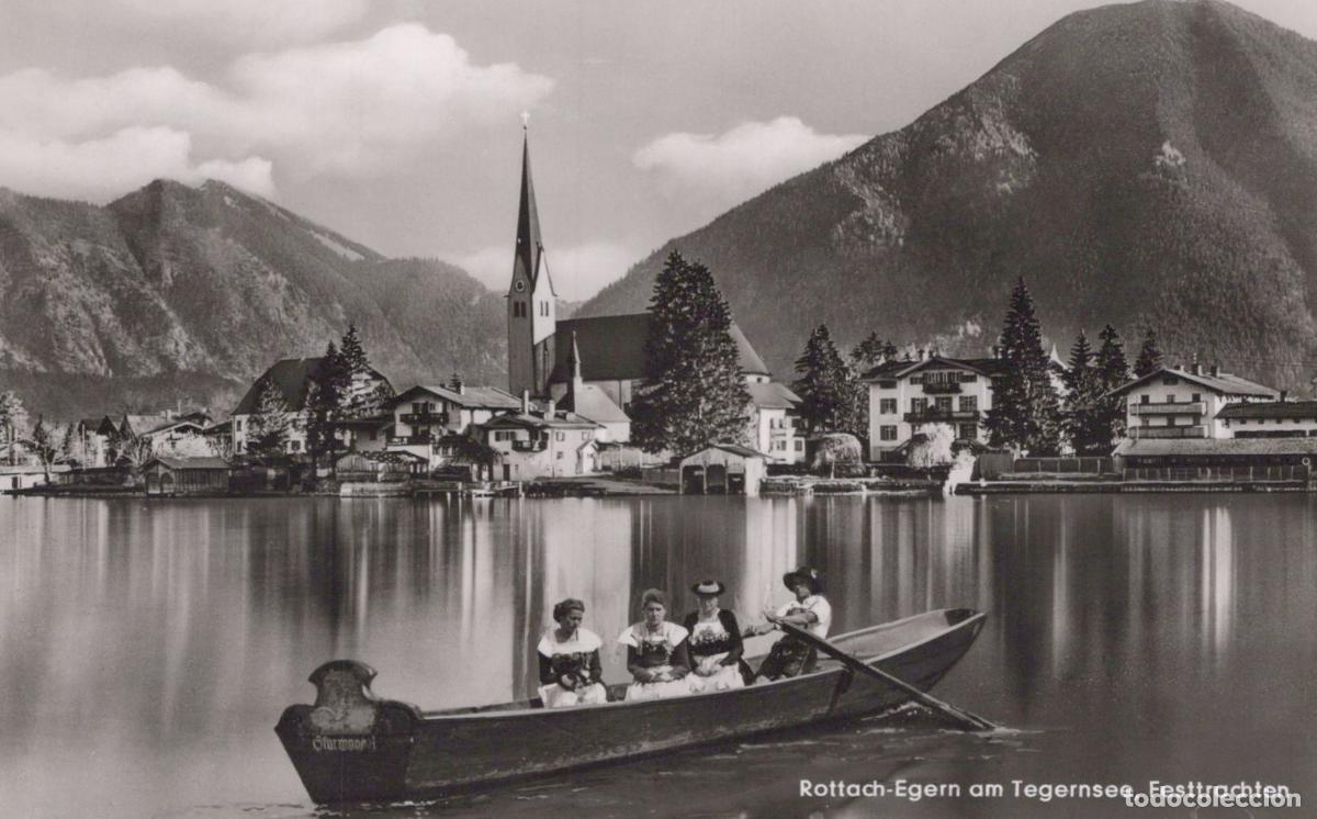 Postkarten: Germany Rottach Egern Tegernsee Traditional Costumes Lake View Unposted *YAW751