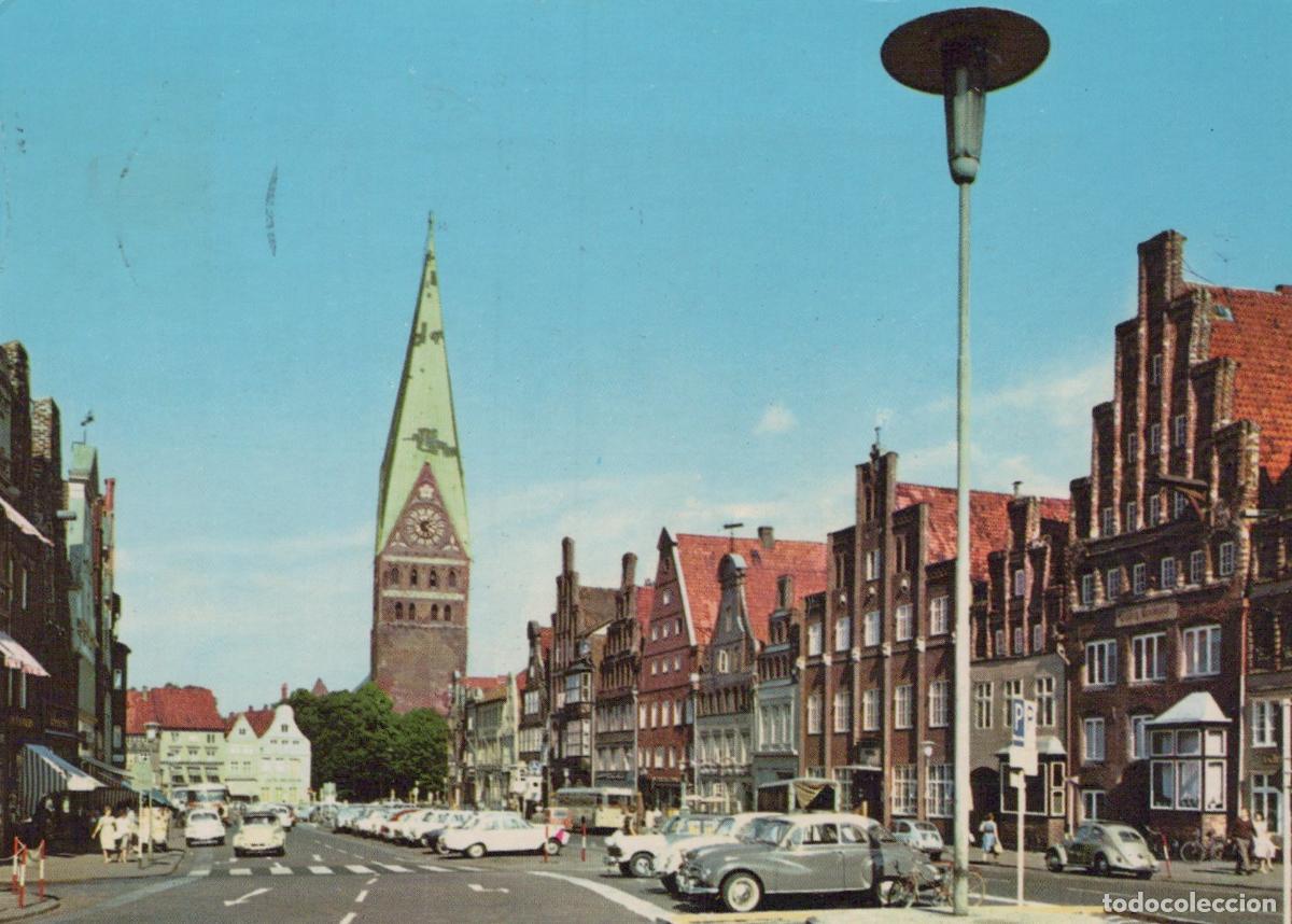 Postais: Germany L&uuml;neburg Street Scene With St John S Church Spire Historic *YAW554