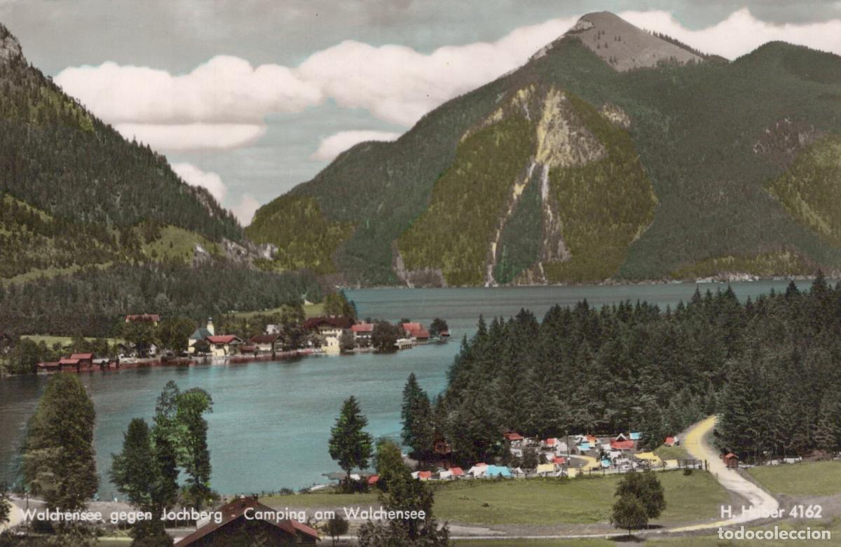 Postcards: Germany Walchensee Lake Jochberg Mountain Camping Landscape Unposted *YAW845
