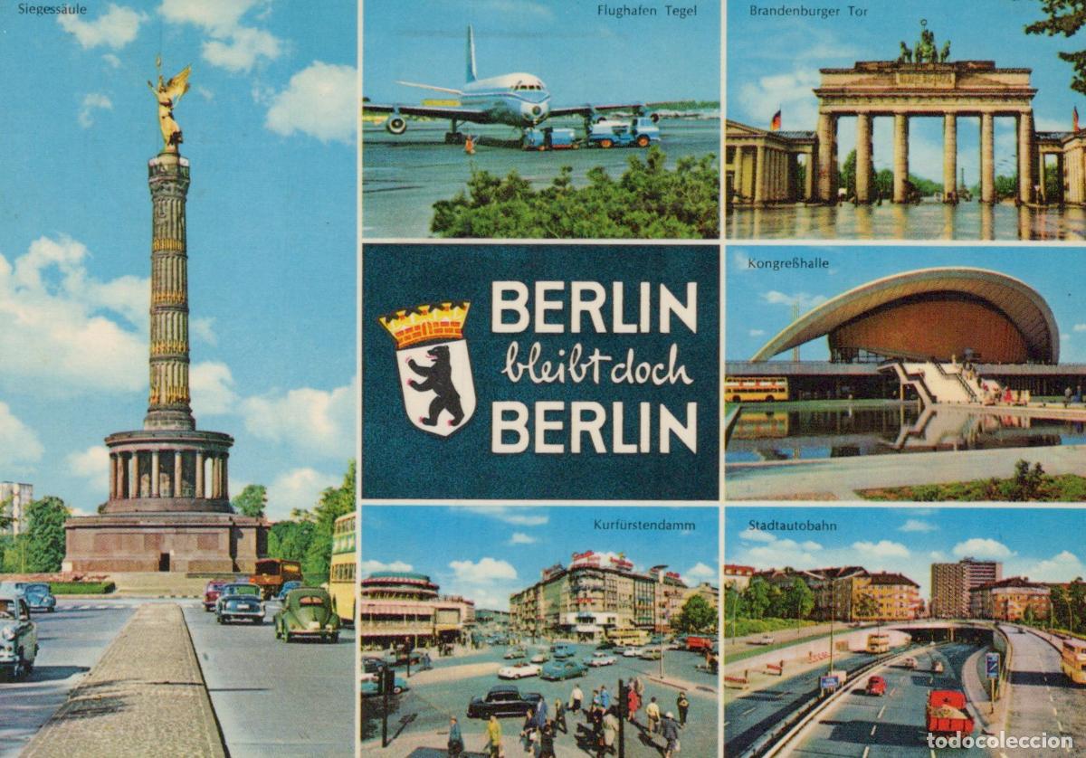 Postcards: Germany Berlin Multi View Siegesaule Tegel Airport Brandenburg Gate *YAW866