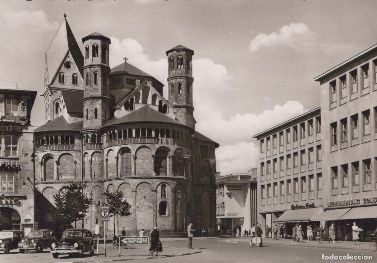 Postales: Germany Cologne St Aposteln Basilica Street View With Cars and People *YAW694