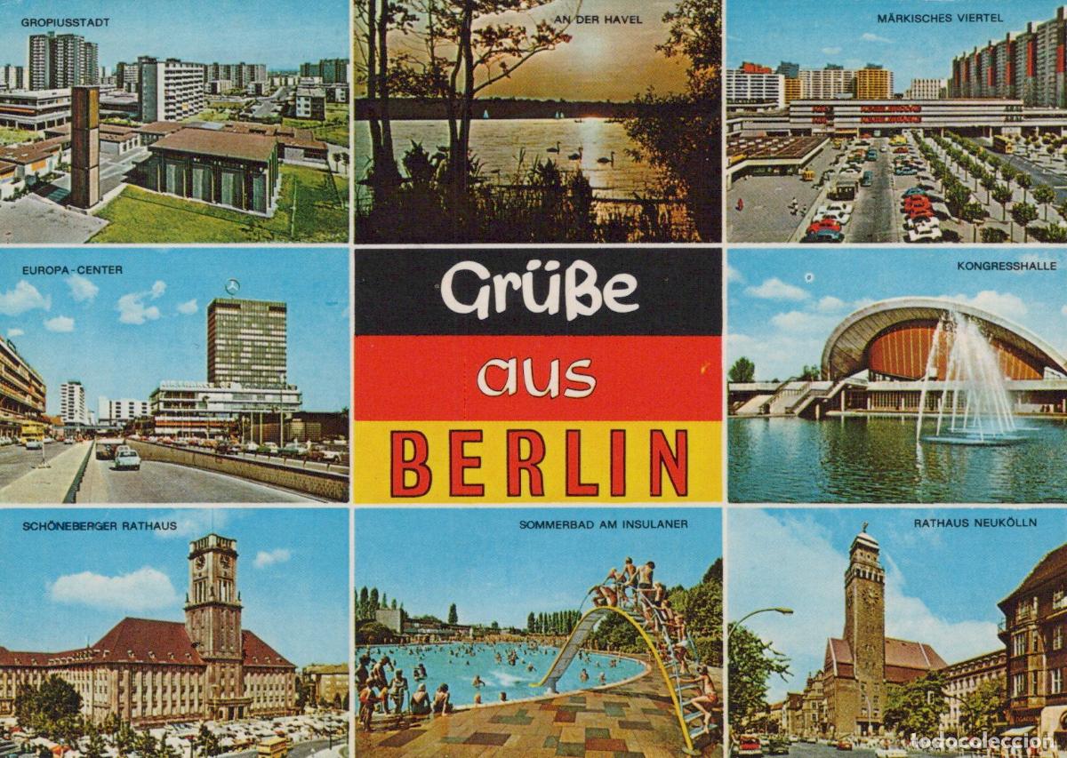 Cartoline: Germany Berlin Gr&uuml;&szlig;e aus Multi View Gropiusstadt Europa Center Rathaus *YAW975