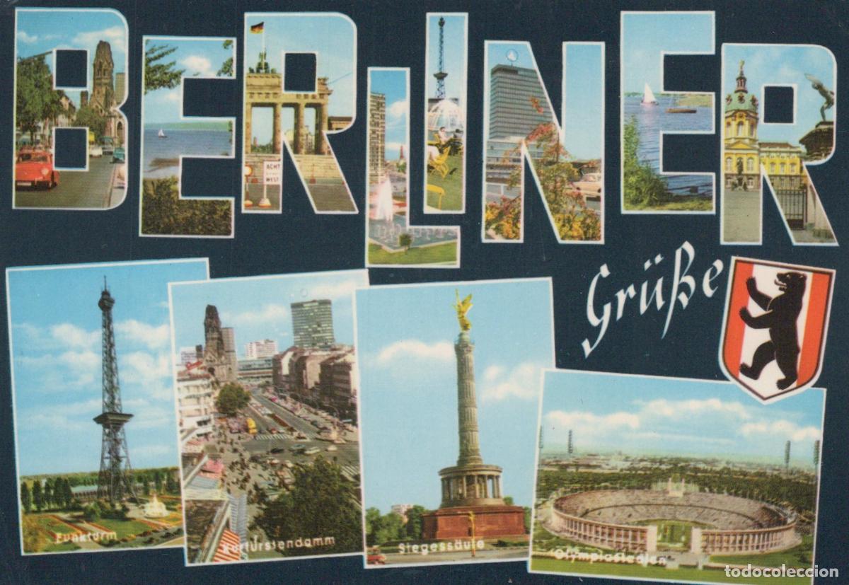 Cartoline: Germany Berlin Collage With Brandenburg Gate Funkturm Kurf&uuml;rstendamm *YAW981