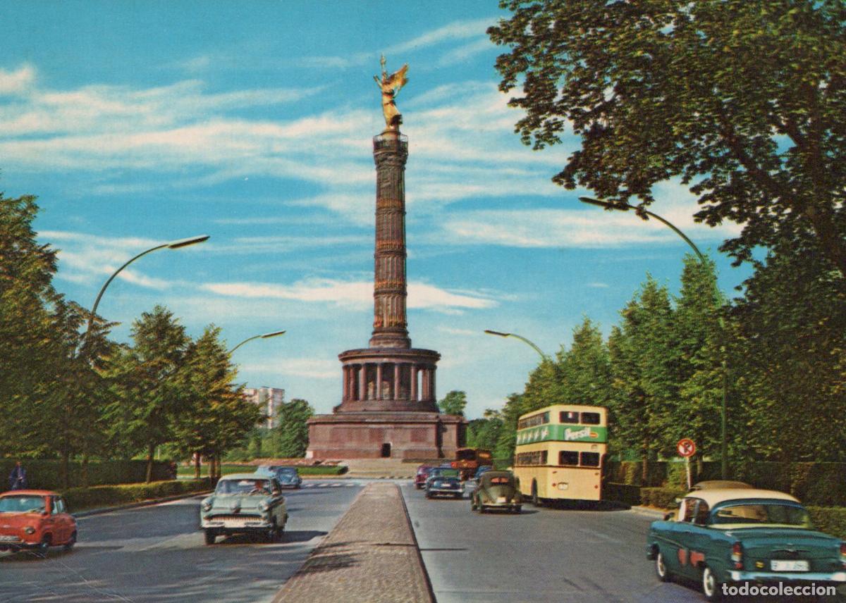 Postkarten: Germany Berlin Victory Column Cars and Double Decker Bus *YAW854