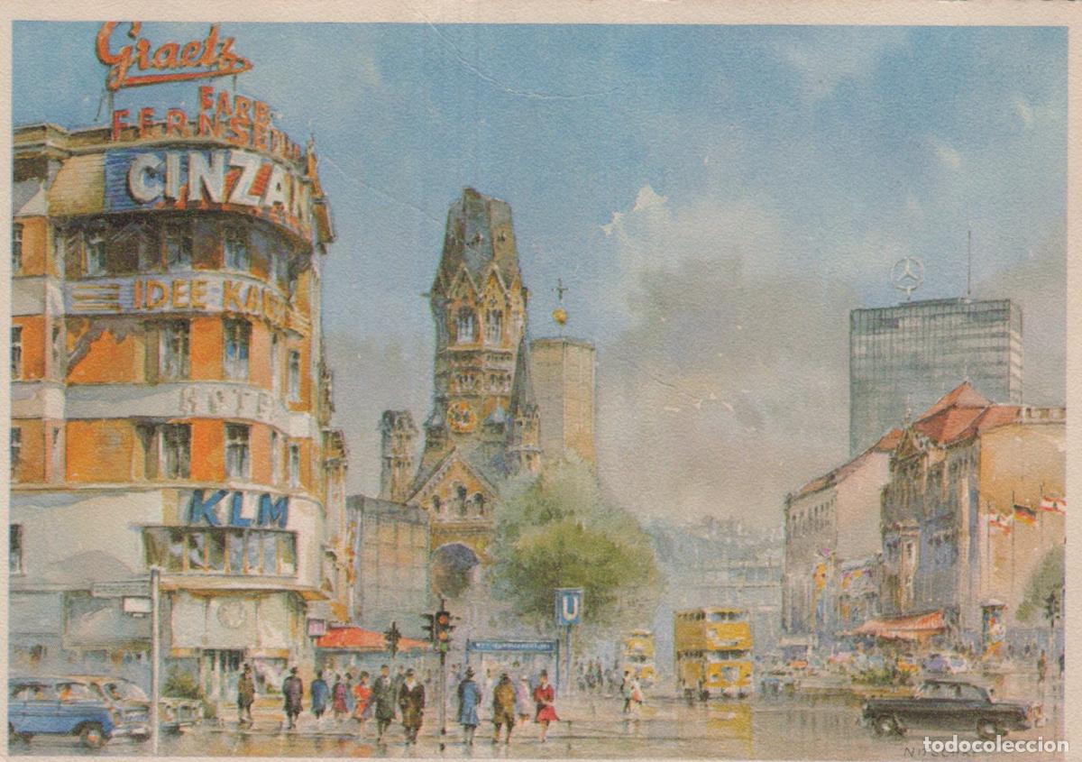 Postcards: Germany Berlin Kurf&uuml;rstendamm Ged&auml;chtniskirche Cityscape Watercolor *YAW904
