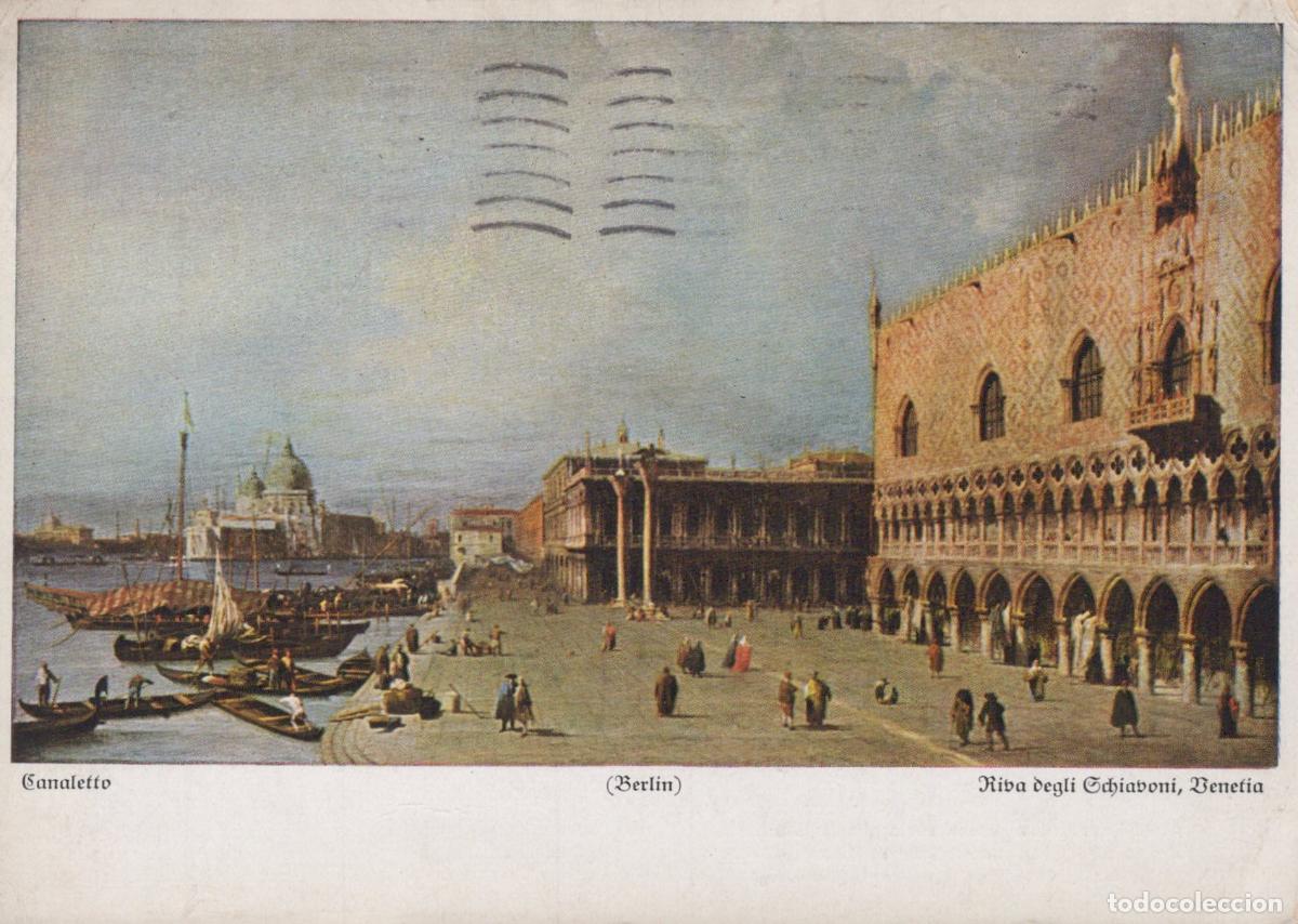 Postcards: Italy Venice Riva Degli Schiavoni Doge S Palace Canaletto Painting 1939 *YAW907