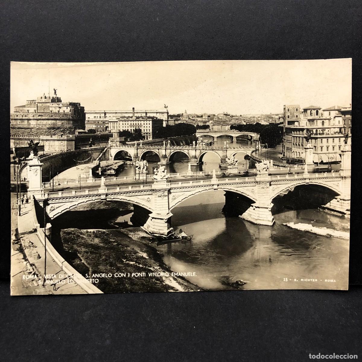 Postales: ROMA - VISTA DI CASTEL S. ANGELO CON I PONTI VITTORIO EMANUELE -S. ANGELO ED UMBERTO - POSTAL / 5411