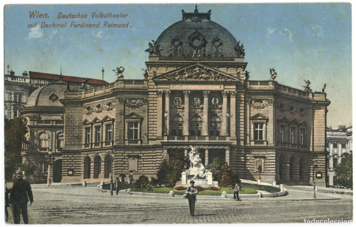 Postales: WIEN_Deutsches Volkstheater mit Denkmal Ferdinand Raimund_LIC; 13886 / Teatros Austria