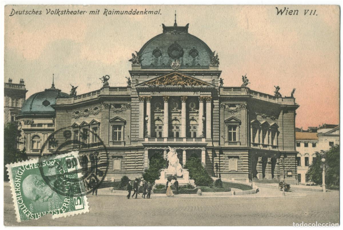 Postales: WIEN_Deutsches Volkstheater mit Raimunddenkmal_P. Ledermann; 20083 / Teatros Austria