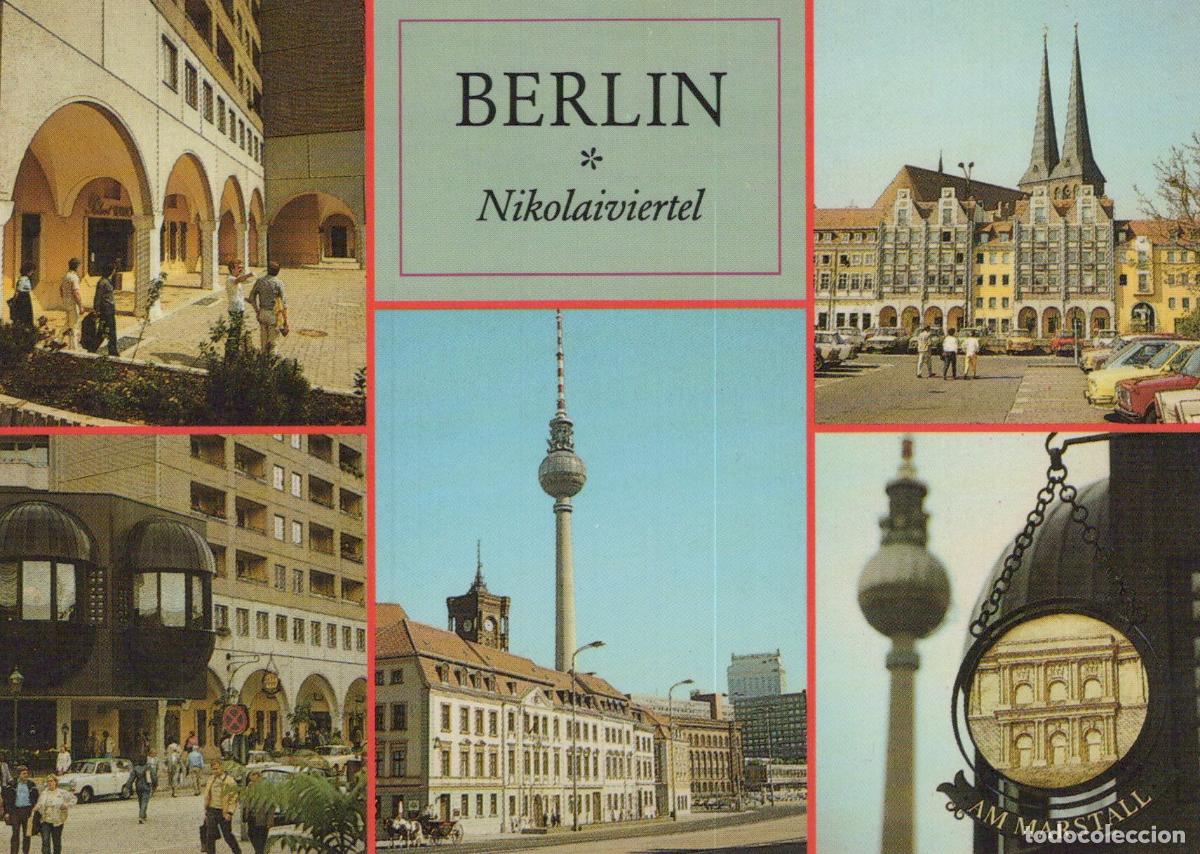 Cartes Postales: Germany Berlin Nikolaiviertel TV Tower Cityscape Collage 1980s Unposted *YAX023
