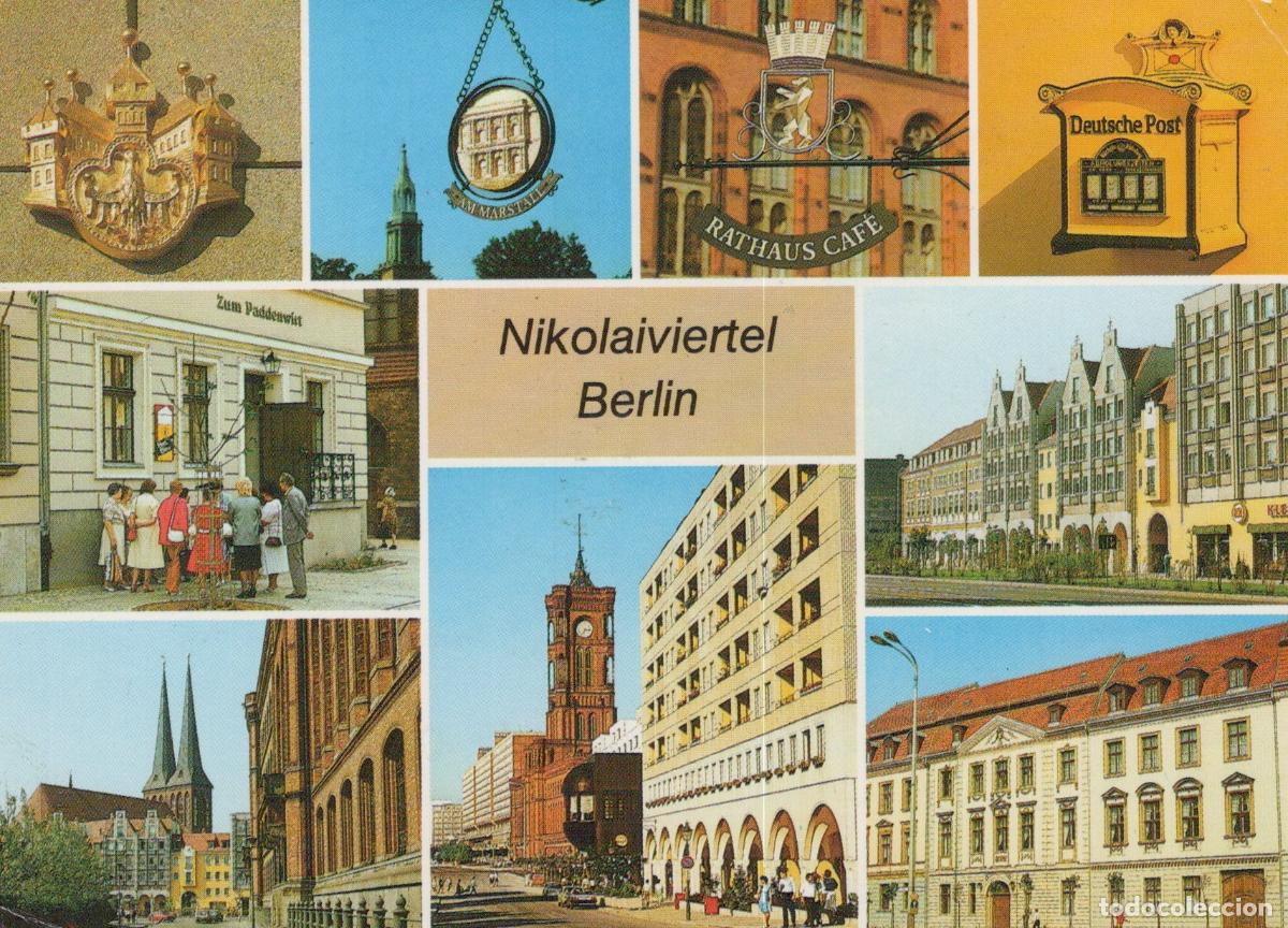 Cartes Postales: Germany Berlin Nikolaiviertel Architecture Collage Rathaus Cafe Deutsche *YAX025