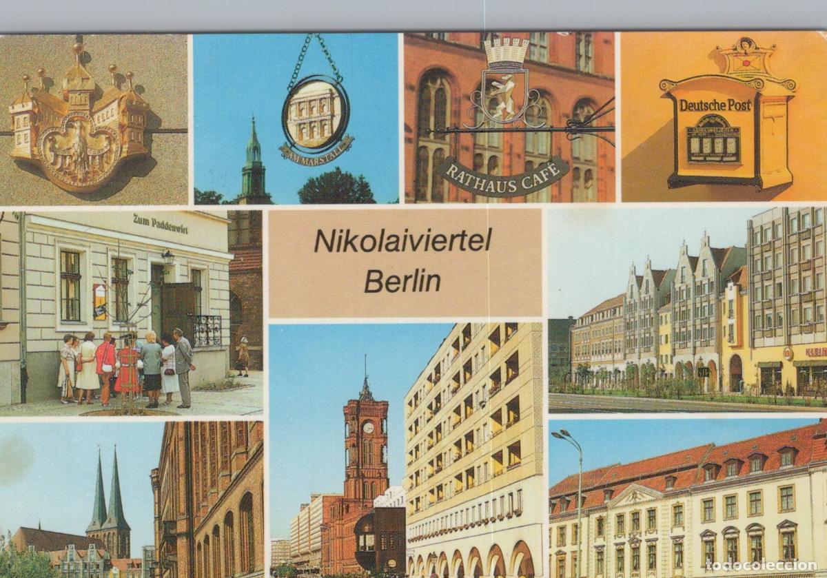 Postales: Germany Berlin Nikolaiviertel Collage Rathaus Cafe Deutsche Post *YAX035