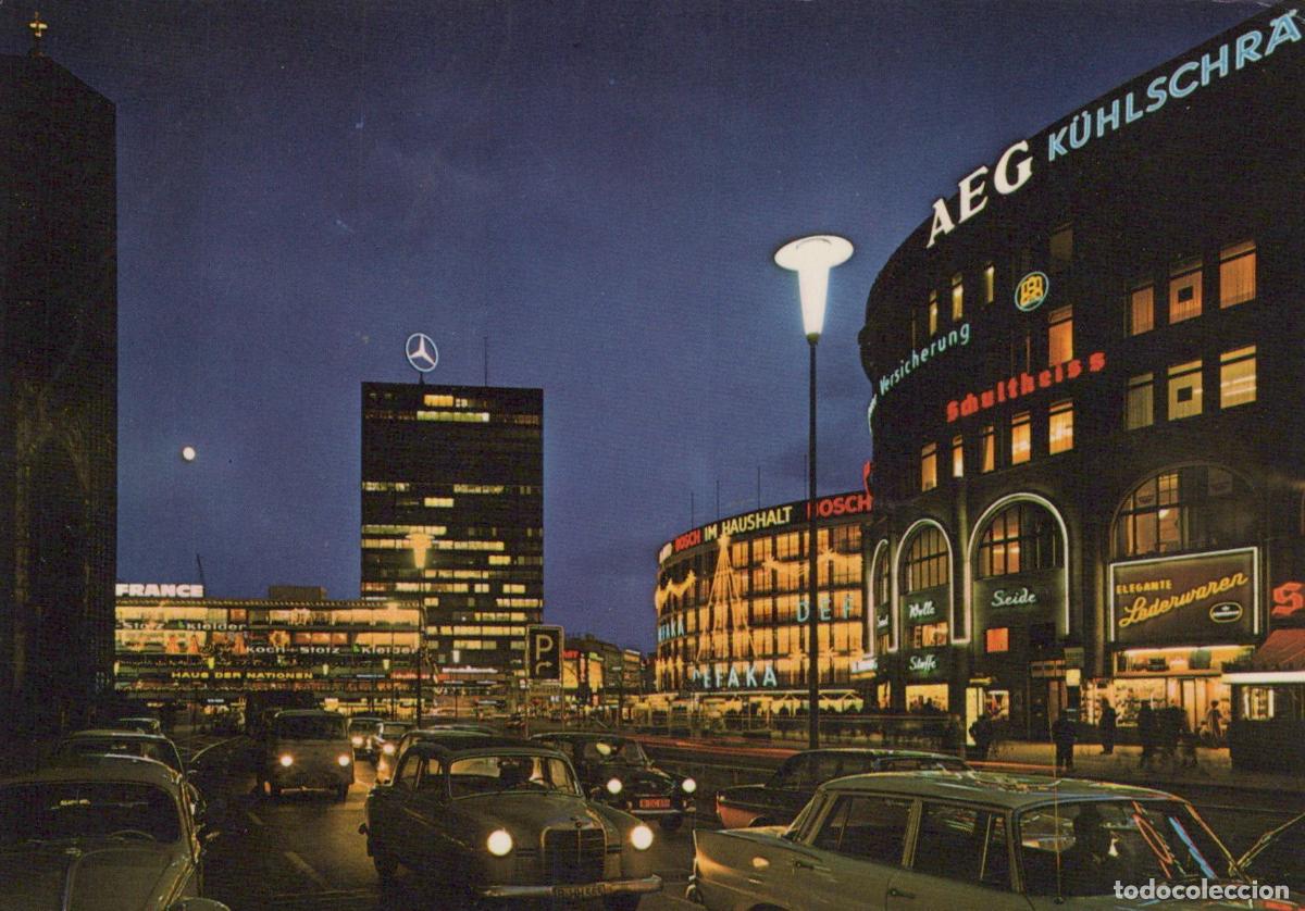 Postales: Germany Berlin Kurf&uuml;rstendamm With Europa Center At Night 1960s Unposted *YAX121