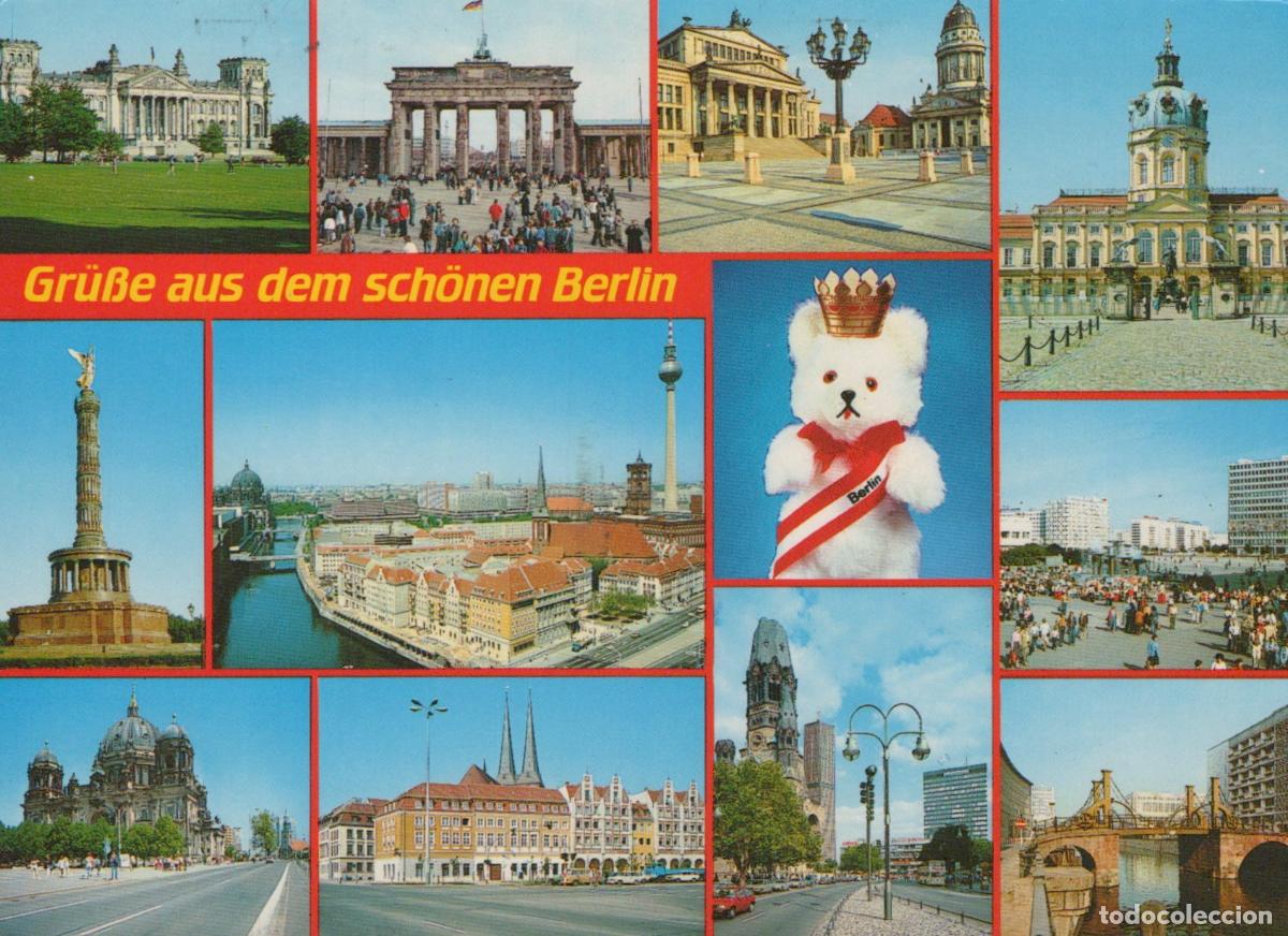 Cartoline: Germany Berlin Collage Reichstag Brandenburg Gate Victory Column TV *YAX502
