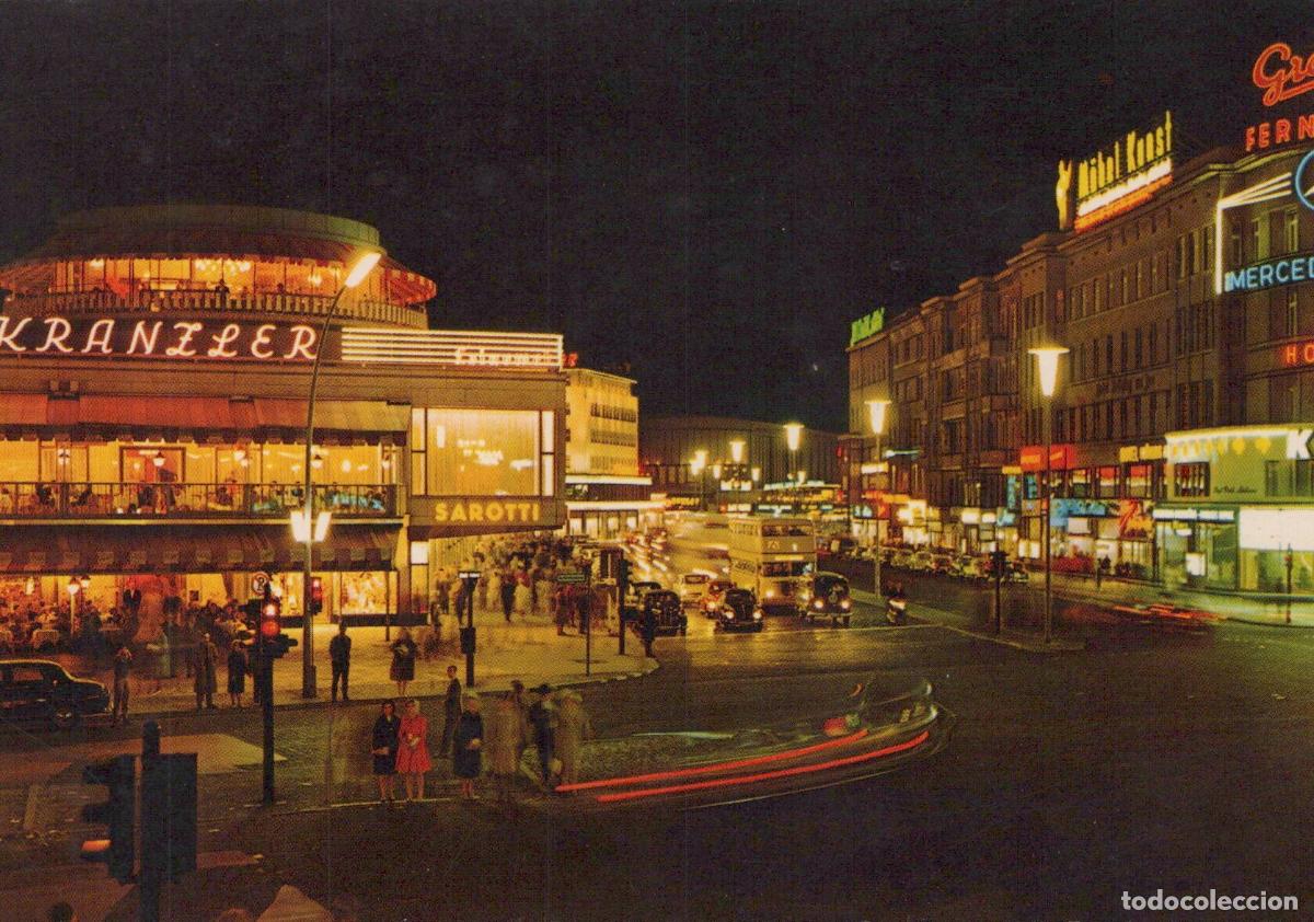 Cartoline: Germany Berlin Cafe Kranzler At Kurfurstendamm Night View Unposted *YAX479