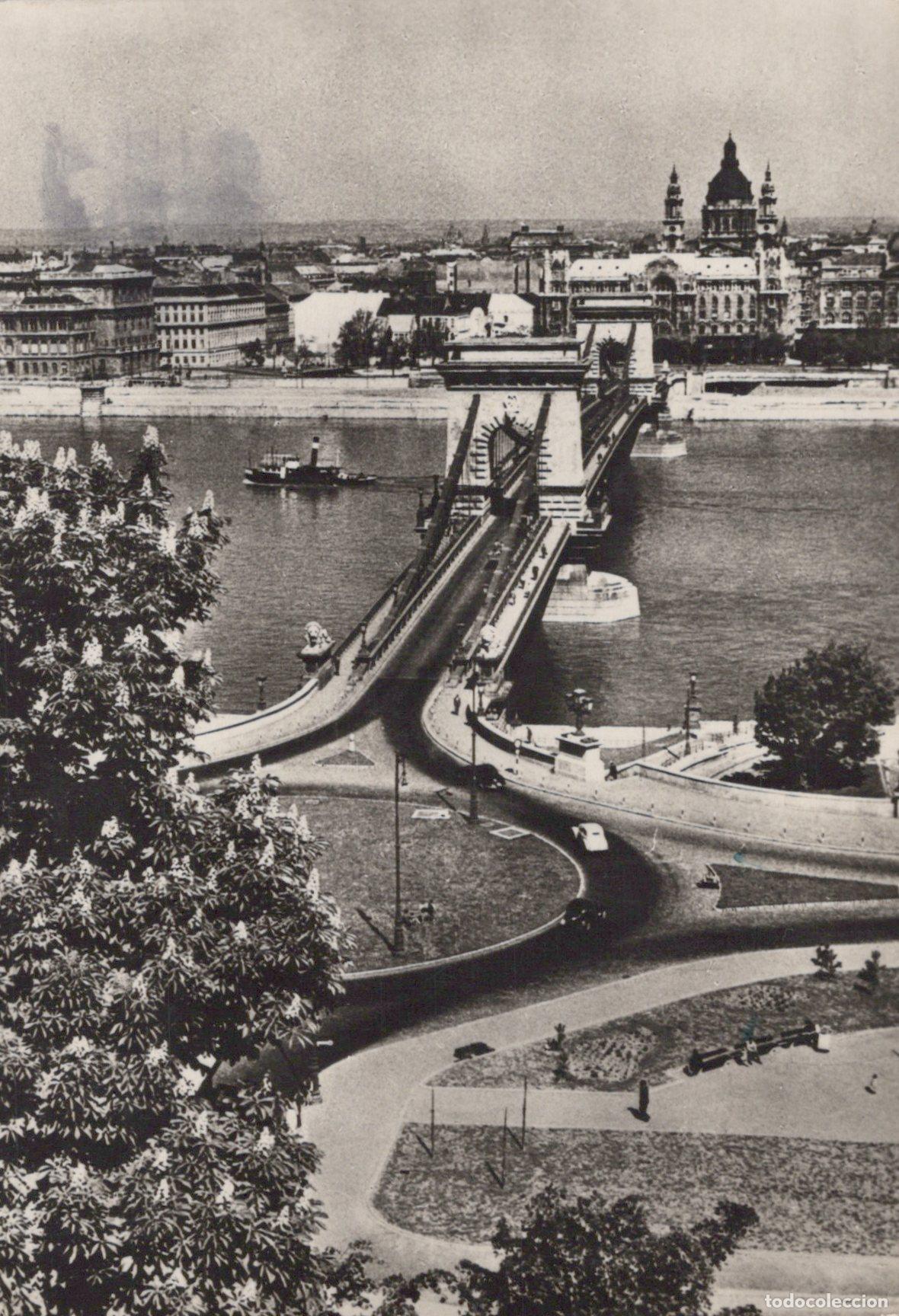 Postales: Hungary Budapest Chain Bridge Danube River Cityscape 1950s *YAX782