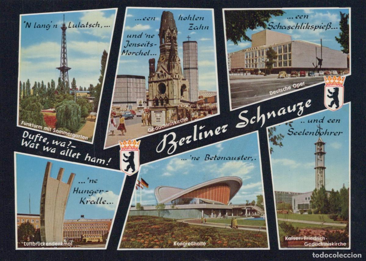 Cartoline: Germany Berlin Collage Funkturm Ged&auml;chtniskirche Deutsche Oper Unposted *YAX186