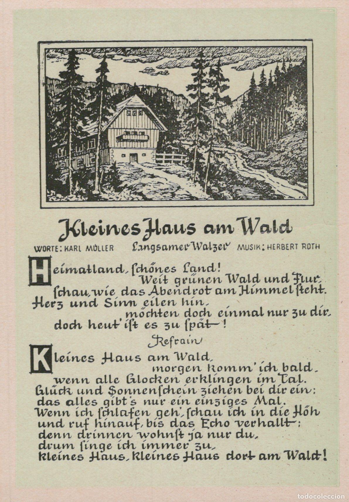 Cartoline: Germany Leipzig Forest House Landscape With Song Lyrics Kleines Unposted *YAX814