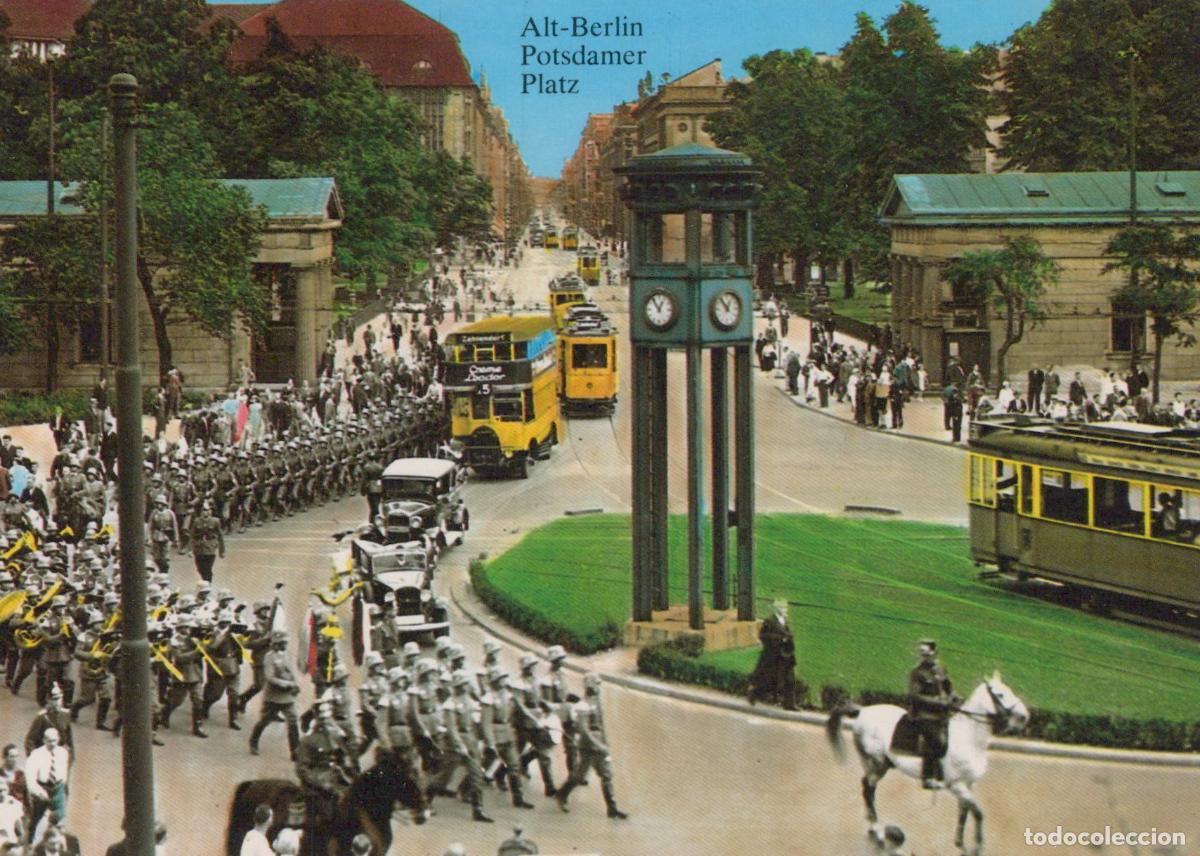 Cartoline: Germany Berlin Alt Potsdamer Platz Military Parade Trams Buses Unposted *YAX194