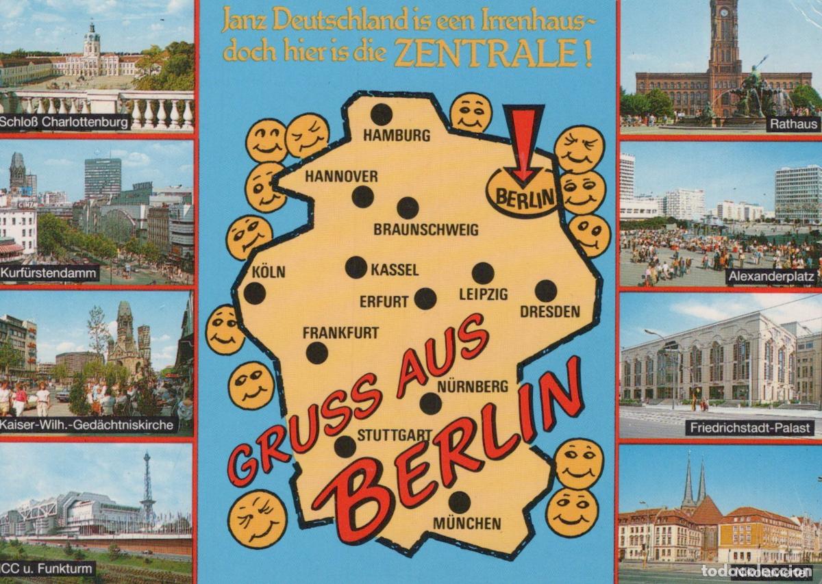 Cartoline: Germany Berlin Map With City Landmarks Schloss Charlottenburg Unposted *YAX196